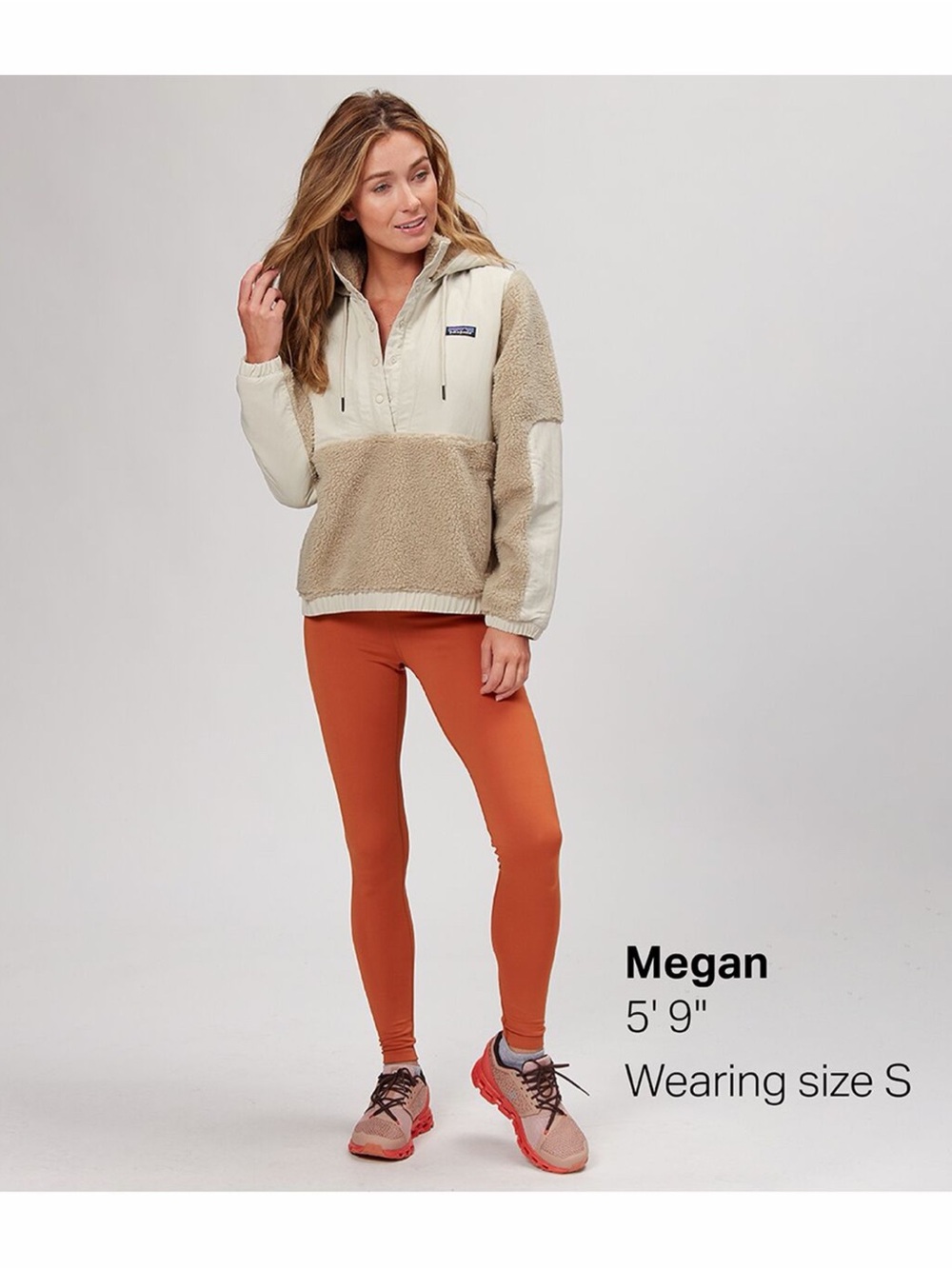 Patagonia Women's Sherpa Pullover Jacket in Cream and Tan